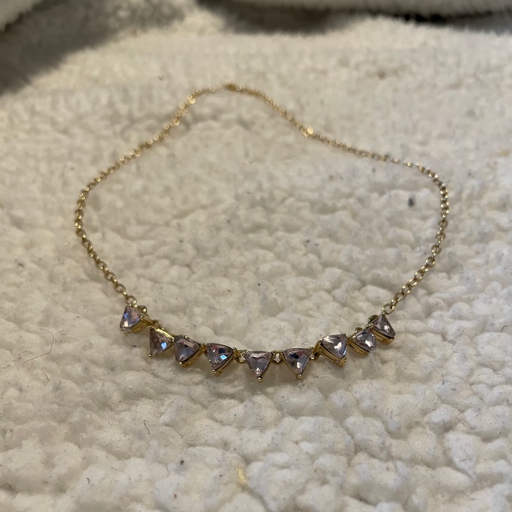 ☀️ 3 for $30 Gold pink Triangle Gem Necklace ☀️